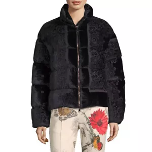 Moncler Labbe Printed Velvet Puffer Coat, Size 3 (M/L) - Picture 1 of 14