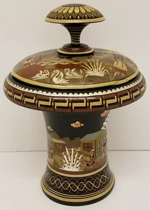 VINTAGE SCHÖNES HANDBEMALTES~VERZIERTES~BLUMEN~HOLZKOMPOTT~VOLKSKUNST~TOLEWARE - Bild 1 von 12