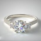 IGI GIA Lab Created Diamond Engagement Womens Rings 14K White Gold 1.10 Carat
