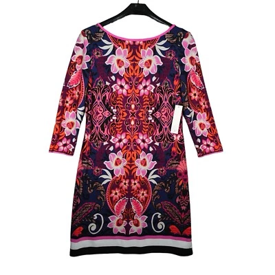 Office siren Day to night versatile floral knee length sheath jersey dress 6 - Image 1 of 4