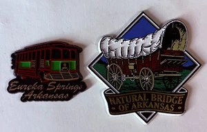 ARKANSAS STATE LANDMARK & Trolley FRIDGE COLLECTIBLE SOUVENIR MAGNETS - Set of 2 - Picture 1 of 6