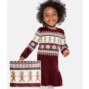 CHILDREN'S PLACE girls gingerbread snowflake print Christmas sweater dress 4t - Picture 1 of 6