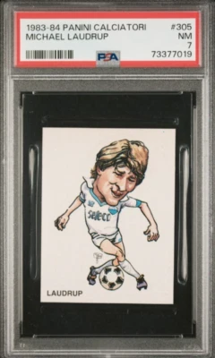 1983 Panini Calciatori #305 Michael Laudrup Rookie Card RC PSA 7 NM POP1 Denmark - Image 1 of 2