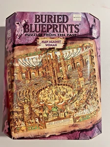 Vintage 1995's BURIED BLUEPRINTS MAN AGAINST WOMAN 1000 Pc Jigsaw Puzzle EUC - Picture 1 of 10