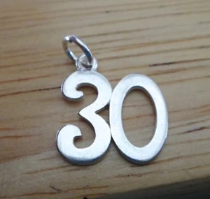 Sterling Silver 15x14mm Whimsical Number 30 30th Birthday Anniversary Charm - Picture 1 of 3