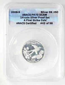 2008 S Washington Silver Quarter Oklahoma ANACS PR-70 DCAM - Picture 1 of 2