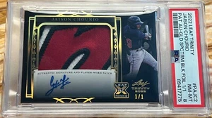 1/1 Jaison Chourio 2022 Leaf Trinity Jumbo Patch Auto Spectrum Black Foil RC - Picture 1 of 2