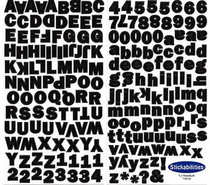 Dos hojas negras Franklin números góticos letras alfabeto álbum de recortes pegatinas - Imagen 1 de 1