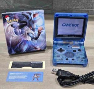 Nintendo Gameboy Advance SP Lucario Pokémon Reshell Pantalla de Cristal y Batería Nueva - Imagen 1 de 11
