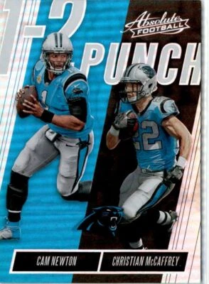 Cam Newton / Christian McCaffrey Panthers 2018 Panini Absolute 1-2 Punch #OTP-CC - Image 1 of 2