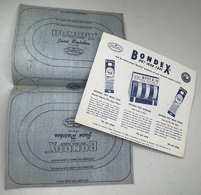 Vtg Bondex Iron On Stay On Fabric Denim Jean Patch Sturdy Cut To Size Shape NOS - Image 1 of 4
