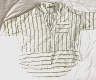 Blusa boho de lino Athleta para mujer M informal preppy cabaña mínima suelta Foto 1 de 4