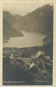 NORWAY, HOTEL UDSIGTEN MEROK - BIRDSEYE VIEW - OLD REAL PHOTO POSTCARD - Picture 1 of 2