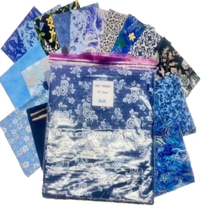 10" Pre-Cut Fabric Squares  - BLUE Prints - 40 Pieces - NO Duplicates - Picture 1 of 3