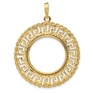 1986-Now $10 1/4 oz American Eagle Screw Top Greek Key Coin Bezel in 14k Gold - Picture 1 of 7