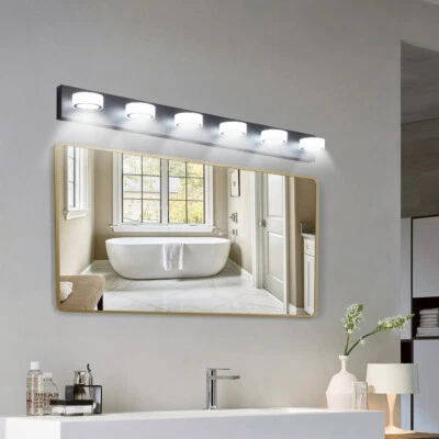 Modern LED Black 6-Light Vanity Fixtures, Stylish Over Mirror Bath Wall Lighting - Image 1 of 4