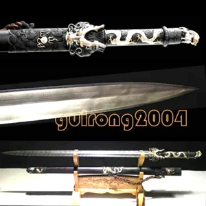 High Quality Sword WUSHU Blade Edge Damascus Steel Temper Tai Chi Jian Dragon - Picture 1 of 10