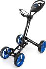 SereneLife 4 Wheel Lightweight Folding Golf Push Cart w/Foot Handle Brake