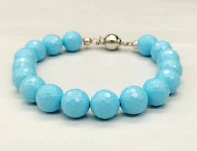 bracciale donna pasta di turchese fermaglio argento bianco 925 - Immagine 1 di 4