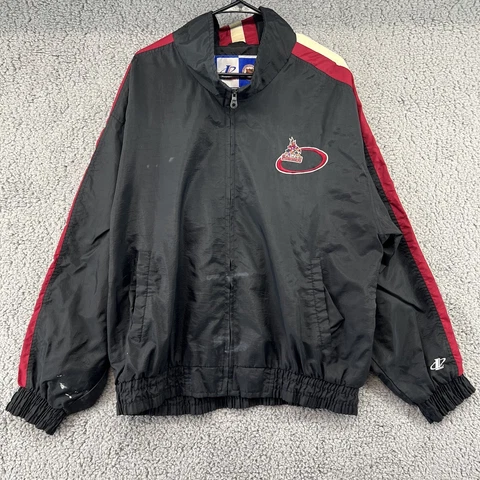 Vintage Logo Athletic Phoenix Coyotes Jacket Mens Large Black NHL Full Zip Cover