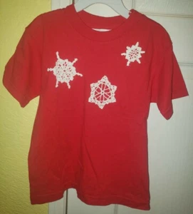 Love And Lace Boutique Child Red Snowflake Applique Long Sleeve Top Size 5/6 - Picture 1 of 3