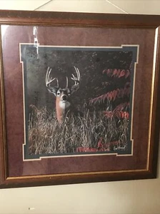 Jim Hansel Buck Print-Framed 23x23 Stamped   D-3 November 09 2001 On Back (PRT-5 - Picture 1 of 7