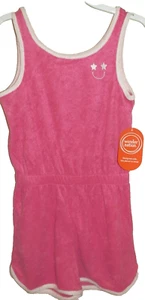 New Girls XL 14-16 Pink Sleep Romper Wonder Nation Pajamas Terry Cloth - Picture 1 of 2
