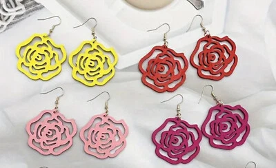 Pendientes gruesos madera rosa Foto 1 de 2