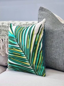 Made.com Set of 2, Leaves Embroidered Cushion Cover, Cotton Fabric 16x16 Inches - Picture 1 of 7