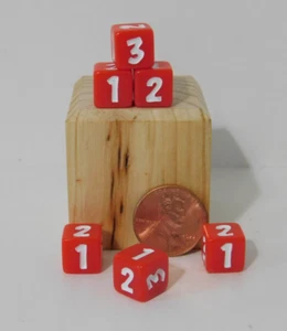 Juego de 6 dados rojos Micro D3 seis caras 1 a 3 dos veces juego D&D RPG 9mm - Imagen 1 de 2