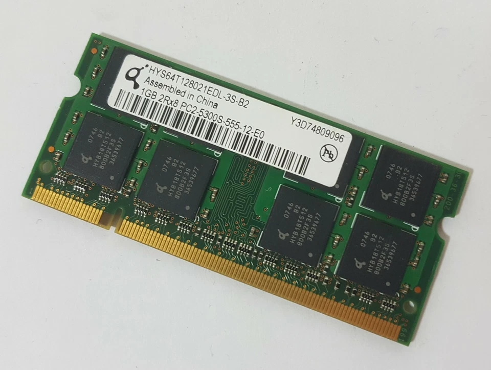 1GB DDR2 PC2-5300S Qimonda HYS64T128021EDL-3S-B2 667MHz Notebook Speicher - Bild 1 von 1