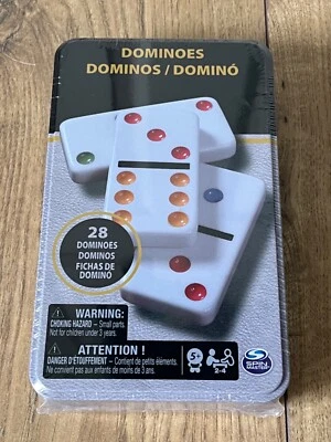 28 Double Six Colour Dot Dominoes Set in Tin - Spin Master - New / Sealed - Image 1 of 2