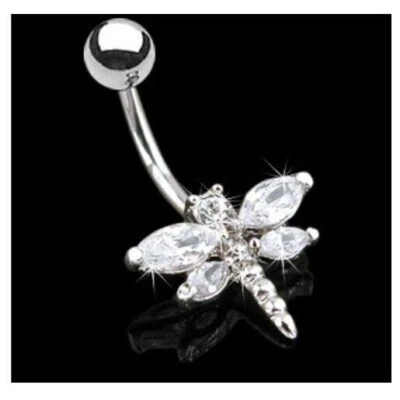 14K White Gold Over 2.00Ct Marquise Moissanite Dragonfly  Belly Botton - Image 1 of 3