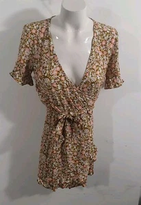 Sportsgirl Floral Jumpsuit Romper Wrap Dress Sz 8 - Picture 1 of 8
