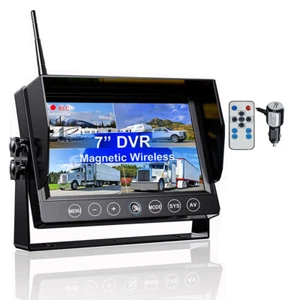 Digital Wireless 7" Quad Monitor Split Screen with Built-in DVR-Loop Recording - Picture 1 of 3