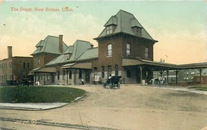 NEW BRITAIN CONNECTICUT RAILROAD DEPOT ALTE POSTKARTE VON 1909 ANSICHT - Bild 1 von 2