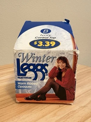 Leggings de Invierno Pantimedias Cálidas Acanaladas Opacas Marfil Control Top Talla Q 193SB16 NUEVO Foto 1 de 4