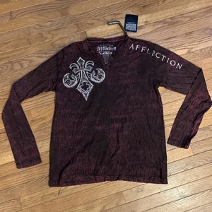Rare Vtg New Tag Affliction Shirt Adult 2xL Red Live Fast Long Sleeve - Picture 1 of 12
