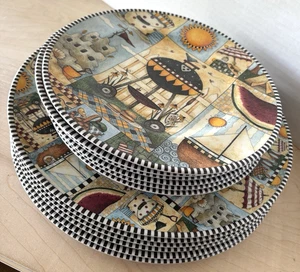 Sakura Evolution Plates LOT of 12 Melamine Good Ol' Summertime 6 Salad 6 Dinner - Picture 1 of 6