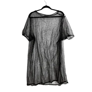 Fashion Nova l neu ohne Etikett schwarz durchsichtig Glitzer Überwurf Minikleid 3X - Bild 1 von 6