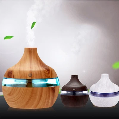 Diffusore di Oli Essenziali con Luci LED Colorate - Umidificatore Grani Legno Casa - Immagine 1 di 4