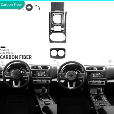 Kits completos de molduras interiores de fibra de carbono real de 8 piezas para Subaru Legacy Outback 15-19 Foto 1 de 4