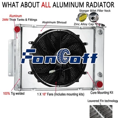 Fit 1967 1968 1969 Chevy Camaro Pontiac Firebird CC337 4 Row Radiator Shroud Fan Foto 1 de 4