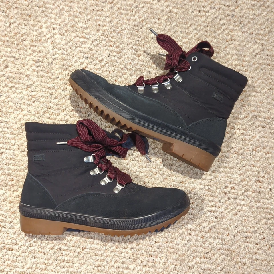 Botas impermeables Keds Camp para mujer 8 negras con cordones senderismo nieve al aire libre Foto 1 de 4