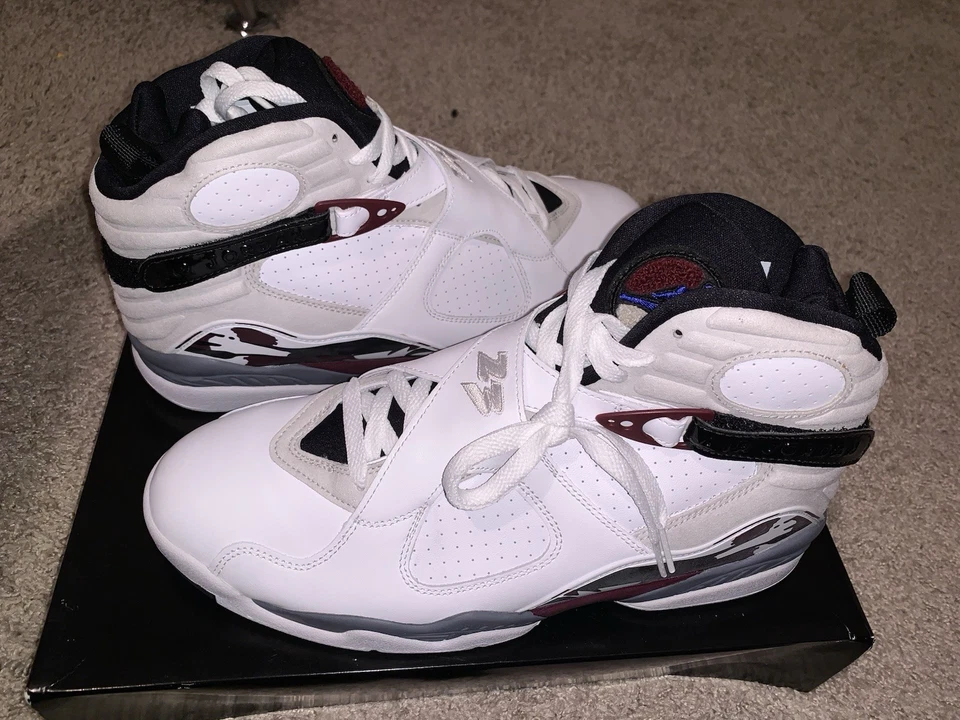 Nike Air Jordan 8 Zapatillas Retro Para Mujer Blanco/Borgoña, Talla 12 W (10.5M) Foto 1 de 4