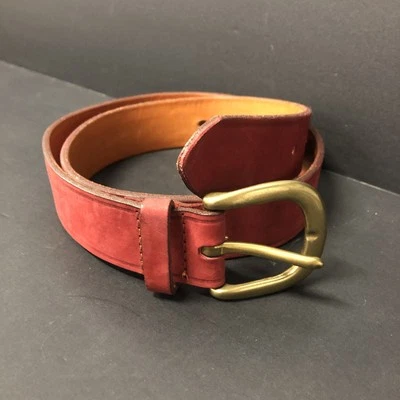 Vintage 90s Gap Red Leather Suede Belt with Brass Buckle Size 32 Quality - Image 1 of 4