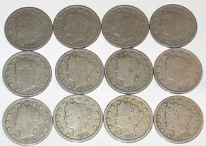 12 Different V-nickels with 1912-D, 11 More - Imagen 1 de 2