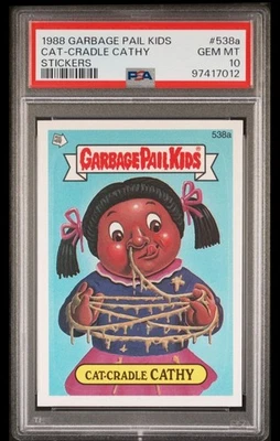 1988 GARBAGE PAIL KIDS STICKERS #538a CAT-CRADLE CATHY SERIES 13 PSA 10 GEM MINT - Image 1 of 2
