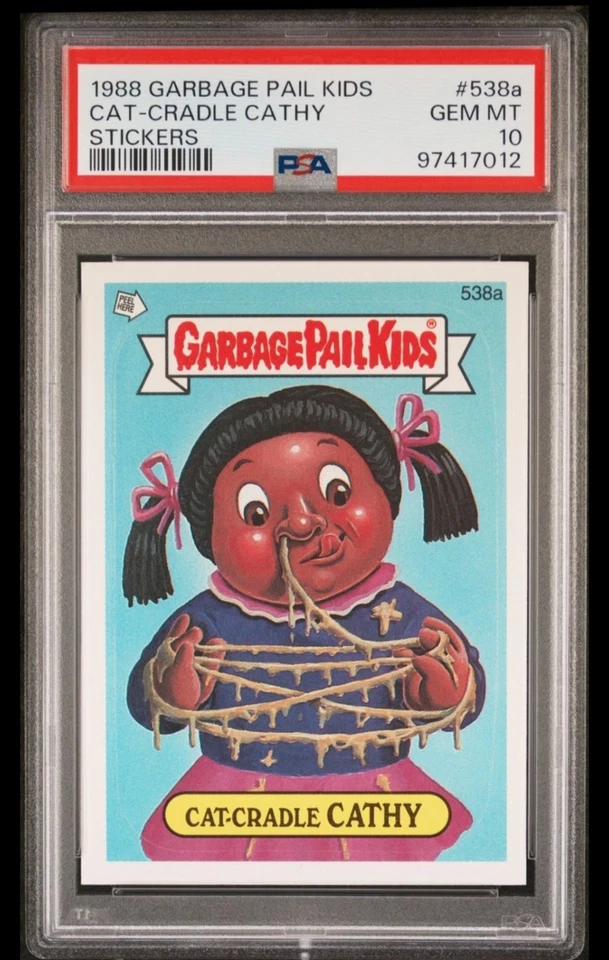 1988 GARBAGE PAIL KIDS STICKERS #538a CAT-CRADLE CATHY SERIES 13 PSA 10 GEM MINT - Image 1 of 2