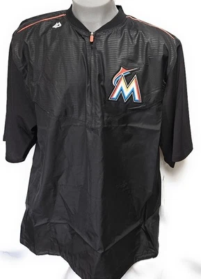 Mens Majestic Miami Marlins Authentic Collection Windbreaker Baseball Jacket - Image 1 of 4